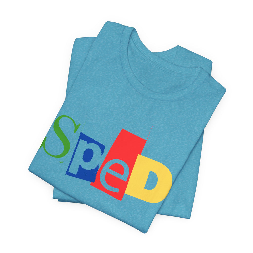 SPED colorful cutout letters T-Shirt | Special Education tee