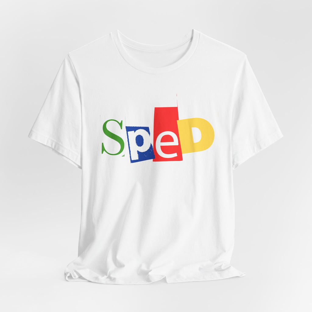 SPED colorful cutout letters T-Shirt | Special Education tee