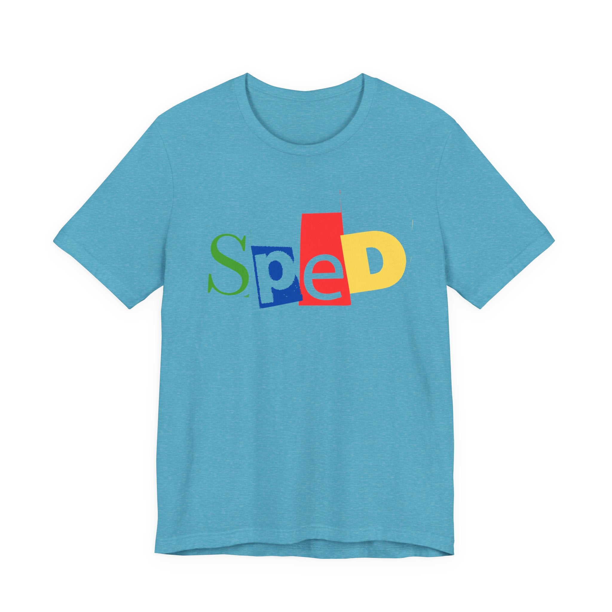 SPED colorful cutout letters T-Shirt | Special Education tee