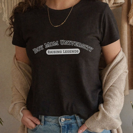 Boy Mom T-Shirt | Raising Legends tee | Motherhood Shirt | University Tee