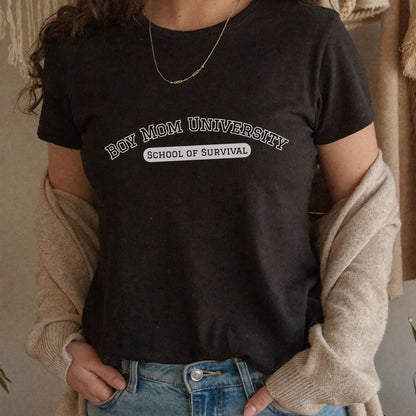 Boy Mom T-Shirt | School of Survival graphic t-shirt | Boy Mom Life Shirt | University Shirt
