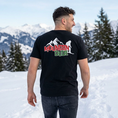 Mountain Dude Snowboard Shirt | Retro Snowboarding & Ski Graphic Tee | Winter Mountain Outdoors Shirt for Men