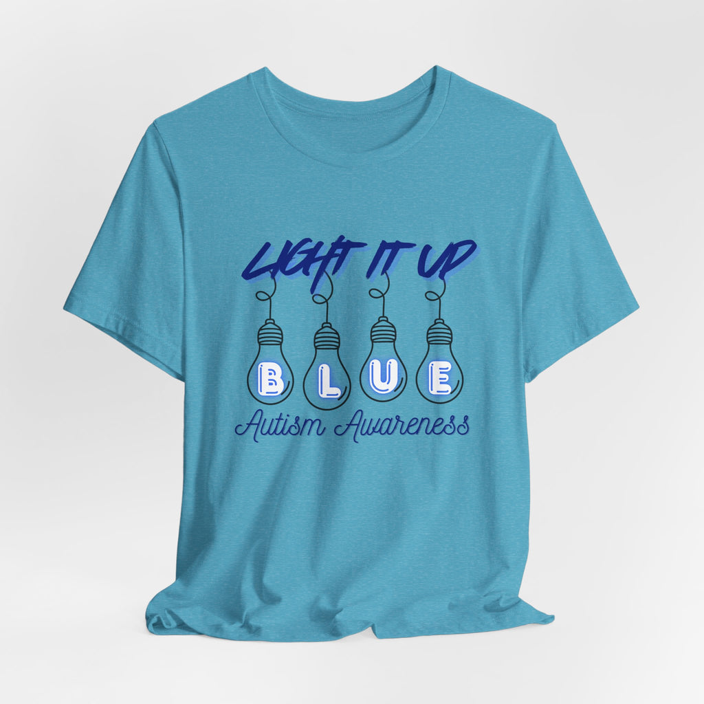 Light It Up Blue Autism Awareness T-Shirt | Blue Light Bulb Design