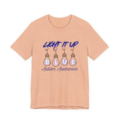 Light It Up Blue Autism Awareness T-Shirt | Blue Light Bulb Design
